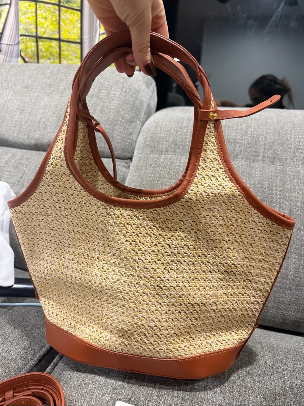 Prada Straw Tote with Brown Leather Trim - Picture 4 of 4